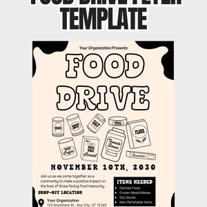 Food Drive Flyer Template - Customizable Canva Charity Poster