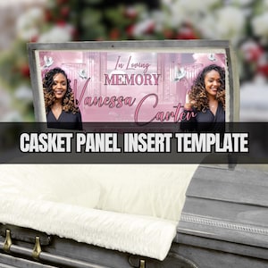 Pink Casket Panel Template - In Loving Memory Funeral Banner Canva Design