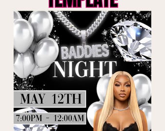 Modèle de Flyer Party Baddies, faire-part sur toile modifiable (téléchargement numérique)