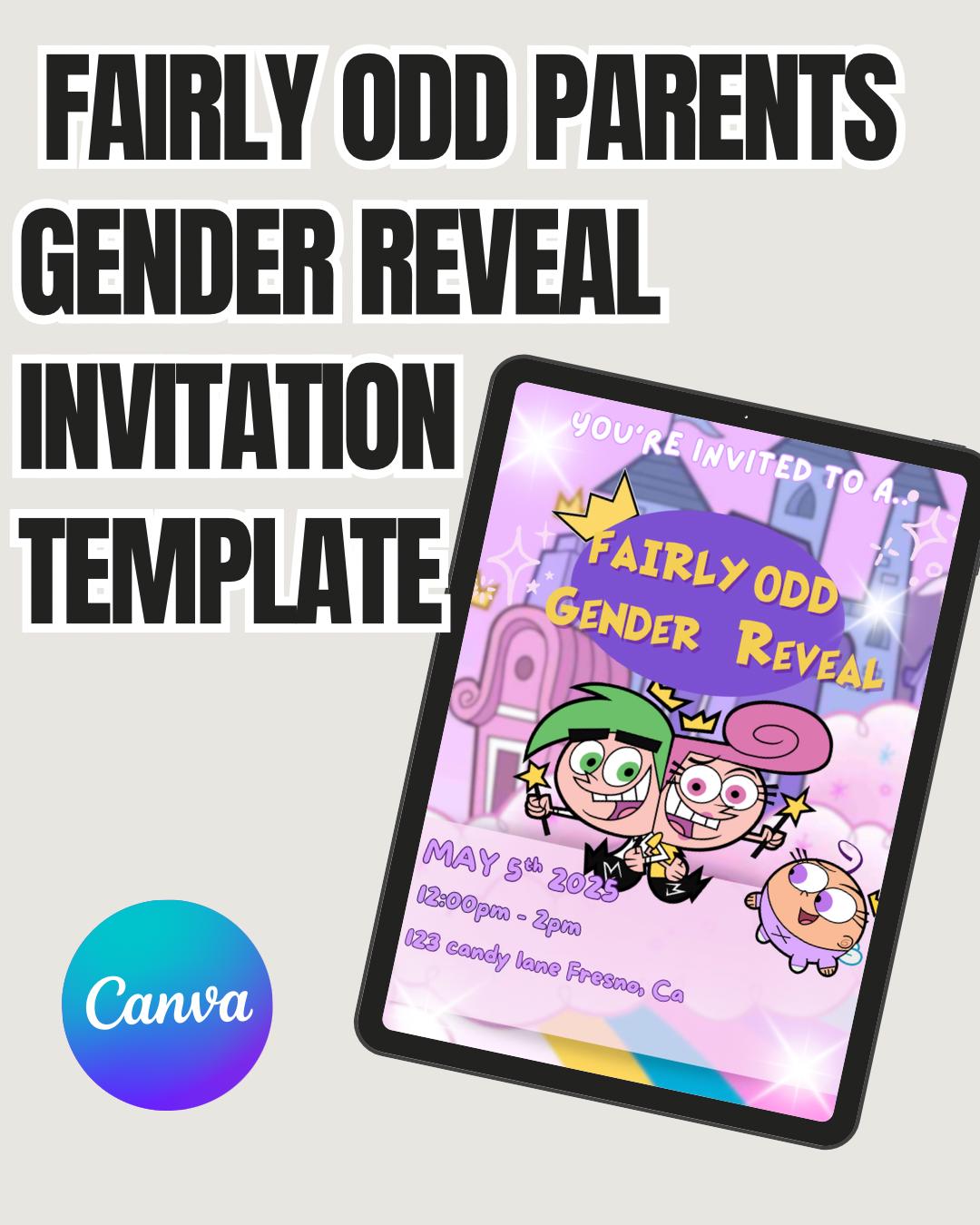 Fairly Odd Gender Reveal Invitation | Editable Canva Template | Magic Baby Reveal Party Invite | Fairly OddParents Theme | Instant Download