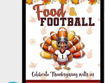 Thanksgiving-Einladungsvorlage - Fußball Türkei, bearbeitbare Canva