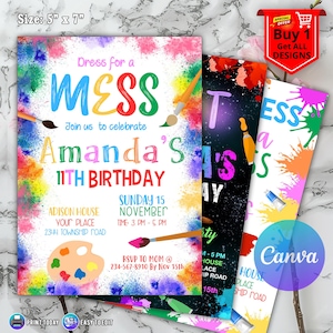 Editable Art Birthday Party Invitation, Art in Party Birthday Party Invite, Art Painting Artist Birthday Mobile Invitation, Painting