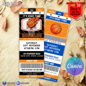 Basketball Ticket Birthday Invitation, Sports Ticket Style Party Invite, Digital Editable Printable Invite, Any Age Basketball Invitation