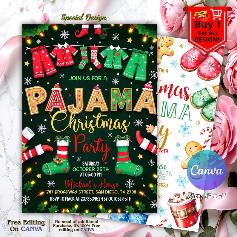Invitation Template, Instant Download,holiday pajama party,holiday party invite,christmas invitation,pajama invitation,pajamas party,pajama party,christmas pajamas,Pajama Party Invite,Christmas Party,Holiday Party Invite,Christmas Dinner,Holiday Pajamas with sharp focus in colorful style,Christmas Pajama Party Invitation, Pajama Invitation, Christmas Party Invitation, Holiday Party Invite, Xmas Party, Editable Canva Template Christmas Pajama Invitations, Pajama Invitation, Christmas Party