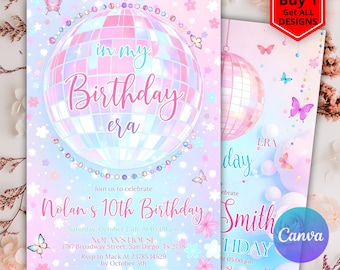 In My Birthday Era Invitation Template, Editable Canva Design Digital Download, Music Party Eras Party Invite Friendship Bracelet Invite
