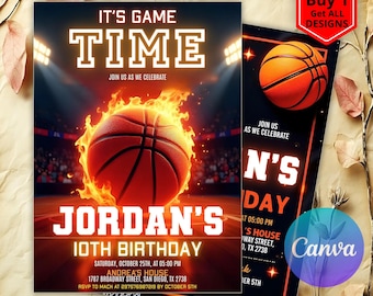 Basketball Birthday Invitation, Basketball Birthday Card, Basketball Birthday Party, Basketball Birthday Invite, Basketball Party Invite