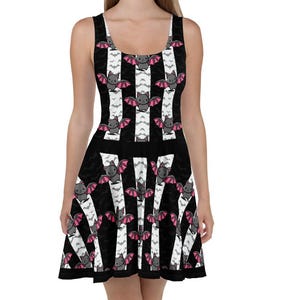 Striped Bat Skater Dress: Gothic Spooky Cuteness