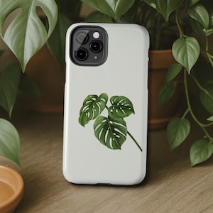 iPhone & Samsung | Grüne Pflanze Aquarell Handyhülle | Botanische Ästhetik Monstera | Niedliches Blatttopfpflanzen-Kunst-Natur-Liebhaber-Geschenk-Accessoire