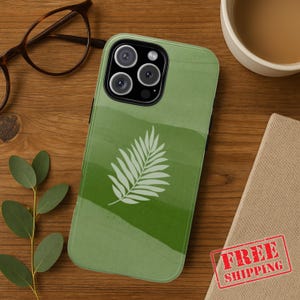 Blumen Handyhülle | Aquarell Grünes Blatt | Botanische Ästhetik | Matte oder glänzende Pflanzenhülle | Natur Kunst Geschenk | iPhone & Samsung Zubehör