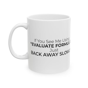 Evaluate Formula Mug | Funny Excel Mug for Analyst | Accountant Gift | Finance Coworker Gift | Data Nerd Coffee Cup | Spreadsheet Humor CPA