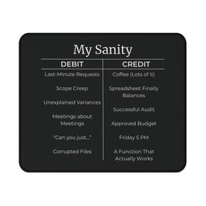My Sanity Account Mouse Pad | Funny Accountant Desk Accessory, Finance Humor Office Gift, CPA Analyst Mousepad | Relatable Work Fun