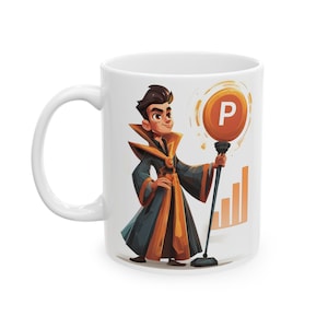 PowerPoint Magician Mug, Funny Office Gift for Him | Unique Gift for Consultant, Marketing Pro, Man in Tech | Witty Work Cup