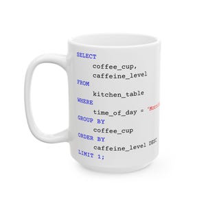 Ich sql Code Tasse | Lustiges Geschenk für Programmierer, Datenanalytiker, Coder | Witzige Keramiktasse, Buchhalter Geschenk, Tech Humor Bild 2