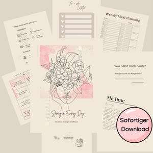 Mindset Planer-Digitaler Download-Me Time Set-Affirmationskarten-mindset Planer-Me Time-To Do Listen-gesunde Snacks für Kinder-Auszeit-