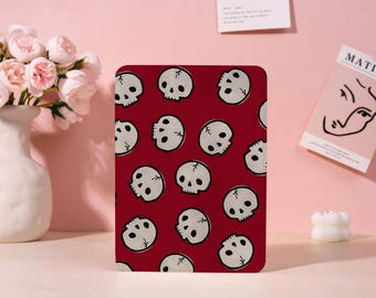 Red Skull Personalization Kindle 12th 7 2024 Case,Kindle 8th/10th/11th Cover,Kindle Colorsoft Case,Kindle Paperwhite Case with Strap,Gift