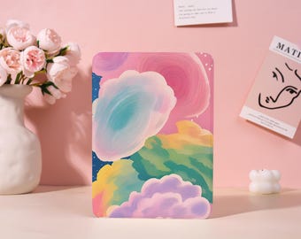 Colorful Clouds Personalization Kindle 12 2024 Case,Kindle 8/10/11 Cover,Kindle Colorsoft Case,Kindle Paperwhite Case with Strap,Gift