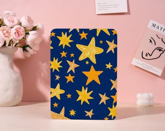 Yellow Star Graffiti Personalization Kindle 12 2024 Case,Kindle 8/10/11 Cover,Kindle Colorsoft Case,Kindle Paperwhite Case with Strap,Gift
