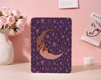 Dark Purple Star and Moon Personalization Kindle 12 2024 Case,Kindle 8/10/11 Cover,Kindle Colorsoft Case,Kindle Paperwhite Case with Strap