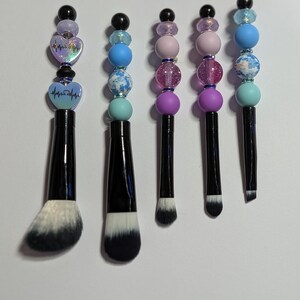Pretty Things Live In Shadows - Handmade Beaded Makeup Brush Set - Purple, Blue, Black Beauty Gift - Gift Wrapped