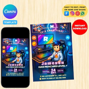 Bearbeitbare Blox Boy Geburtstagseinladung Druckbare Roblox Geburtstagsparty Evite Block Einladung Kid Gamer Laden Vorlage Sofort Download