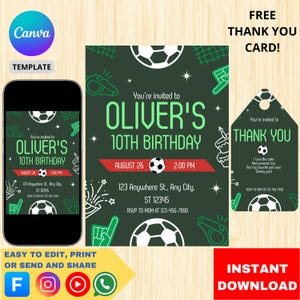 Soccer Birthday Invitation: Game Time, Kid&#39;s Party (5x7 Digital Download)