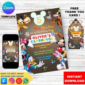 Clubhouse Birthday Invitation: Editable Mickey Mouse Theme (Digital Download)