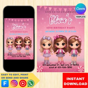 Princess Party Invitation: Pink & Gold Royal Celebration (Digital Download 5x7in Canva Template)