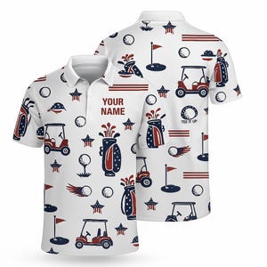 Polo de golf patriótico / Polo de carrito de golf de EE. UU. / Camisa de golf personalizada para hombre