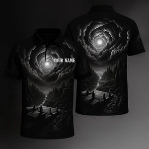 Dark Art Polo Shirt Gothic Custom Name Horror Fantasy Landscape Gift