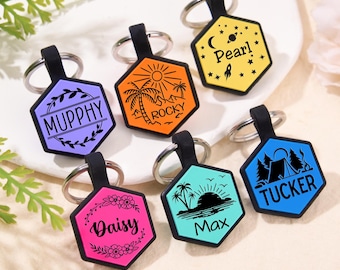 Personalized Silicone Dog Tag, Silent Hexagon Pet ID