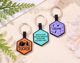 Personalized Silent Silicone Pet ID Tag, Custom Engraved Dog Cat Tag
