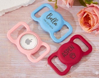 Custom AirTag Dog Collar, Personalized Silicone AirTag Pet ID Tag