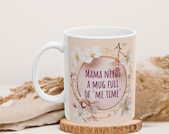 Taza de cerámica rosa y dorada "Tiempo para mí": regalo para el autocuidado