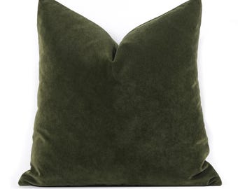 Khaki Green Velvet Pillow Cover: Luxe Soft Cushion