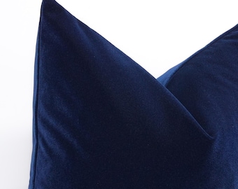 Funda de almohada de terciopelo azul oscuro, manta para sofá, funda de almohada europea, arreglo de cama