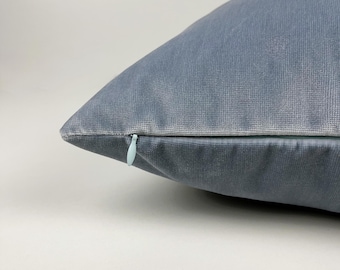 Funda de almohada de terciopelo azul claro, cojín suave de lujo
