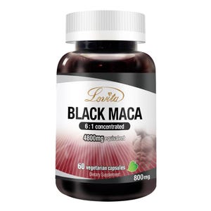 LOVITA Black Maca Root 4800mg | 6:1 Concentrated Extract | 60 Vegan Capsules | Plant-Based Herbal Supplement