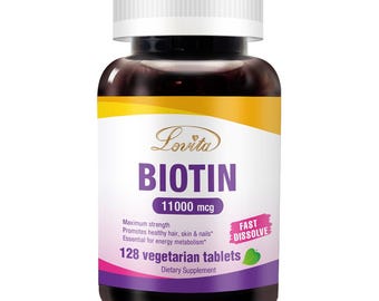 LOVITA Biotin 11,000mcg | Vegan Fast-Dissolve Tablets | 128 Count | Gluten-Free, Dairy-Free, Plant-Based Supplement