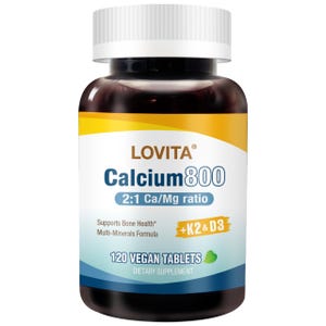 LOVITA Calcium 800mg Supplement with Magnesium, Vitamin D3 & K2 – Bone Nutrient Formula – 120 Vegan Tablets
