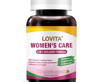 Lovita Women’s Supplement with D-Mannose, Cranberry & Probiotics – 120 Vegan Capsules
