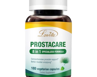 LOVITA ProstaCare Prostate Support Supplement – 8-in-1 with Saw Palmetto, Stinging Nettle & Lycopene – 180 Vegan Capsules