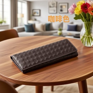 Cartera suave de piel de oveja para mujer hecha a mano, hasta 9-11 ranuras para tarjetas, compartimentos multicapa; regalo artístico para ella;