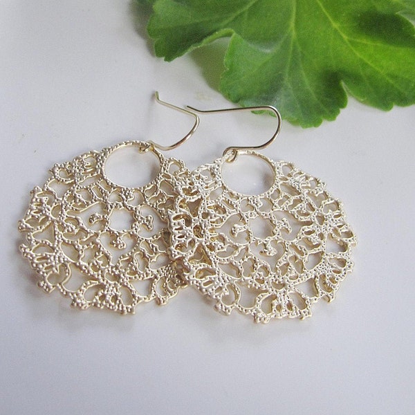 Gold Sea Coral Hoop Earrings, Beach Wedding, Bohemian Earrings, Bridesmaid Earrings