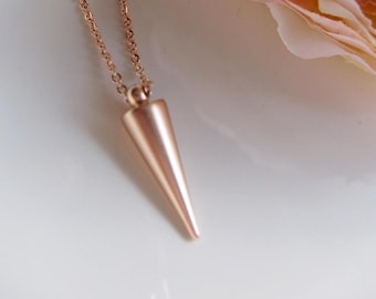 Rose Gold Spike Necklace, Minimalist Modern Jewelry, Woman's Gift Idea, Redpeonycreations