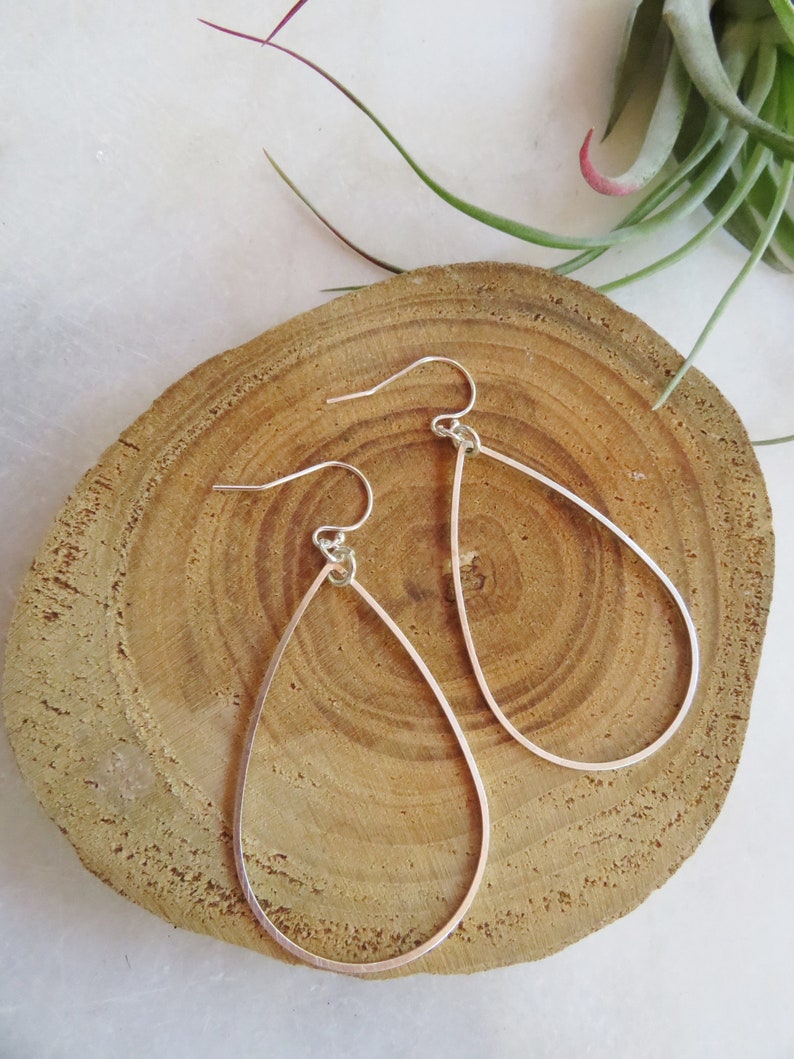 Redpeonycreations Minimalist Jewelry Boho Simple Silver Teardrop Earrings