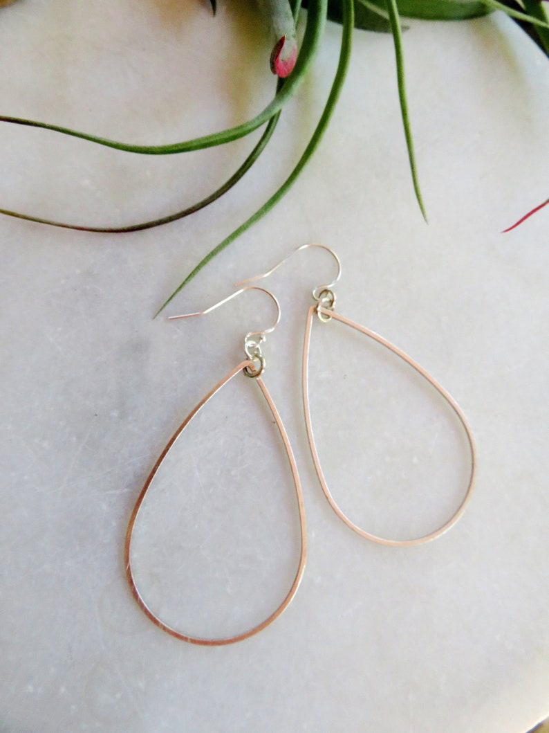 Redpeonycreations Minimalist Jewelry Boho Simple Silver Teardrop Earrings