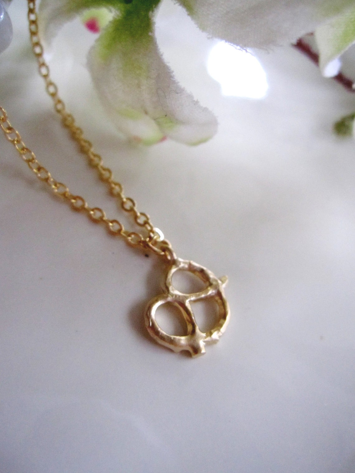 Gold Pretzel Necklace Minimalist Jewelry Snack Food Jewelry Etsy
