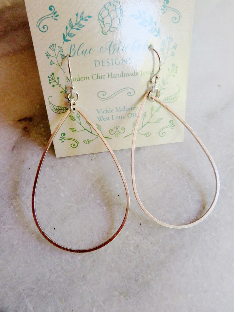 Redpeonycreations Minimalist Jewelry Boho Simple Silver Teardrop Earrings