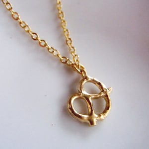 Gold Pretzel Necklace, Minimalist Jewelry, Snack food Jewelry, Redpeonycreations