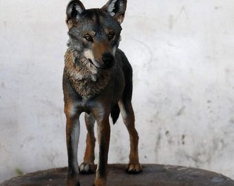 オオカミのリアルな動物のおもちゃ OOAK アートドール コピー 野生の犬